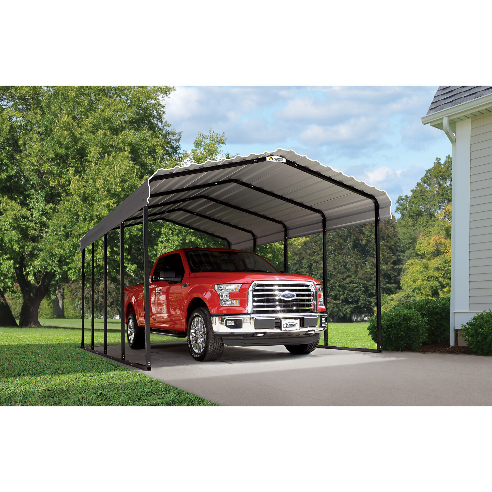 Arrow Carport, 12ft. x 20ft. x 9ft. Charcoal, Center 10.56ft., Galvanized Steel, Model# CPHC122009